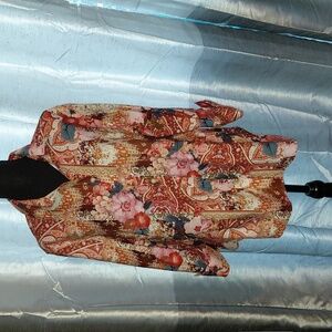 Chico's No Iron Stretch Multicolor Floral Blouse. Size 3 which Is XL. 3/4 Sleeve